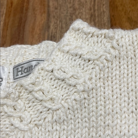 Paris Sport Club Hand Knitted Floral Oversized Sweater Cream Blue Green sz L - Picture 12 of 13